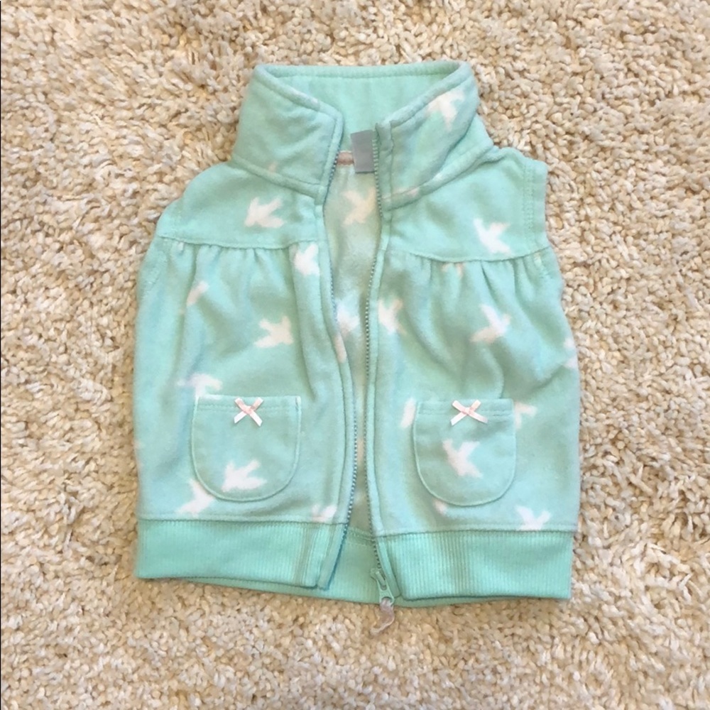 Carters green and white fleece vest 6 months